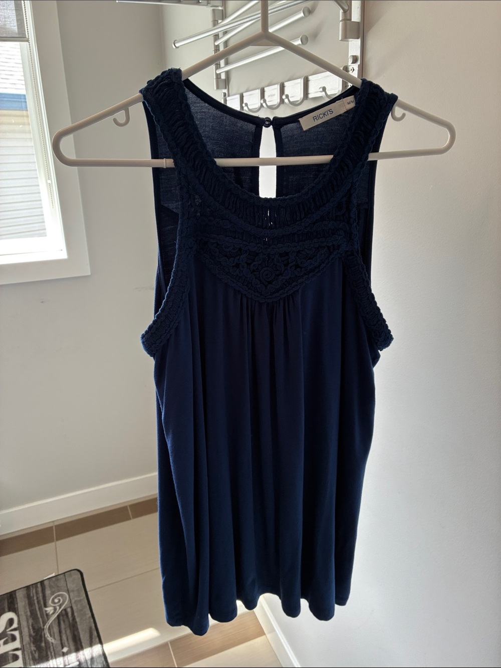 Ricki’s Navy Crochet Yoke Tank Top